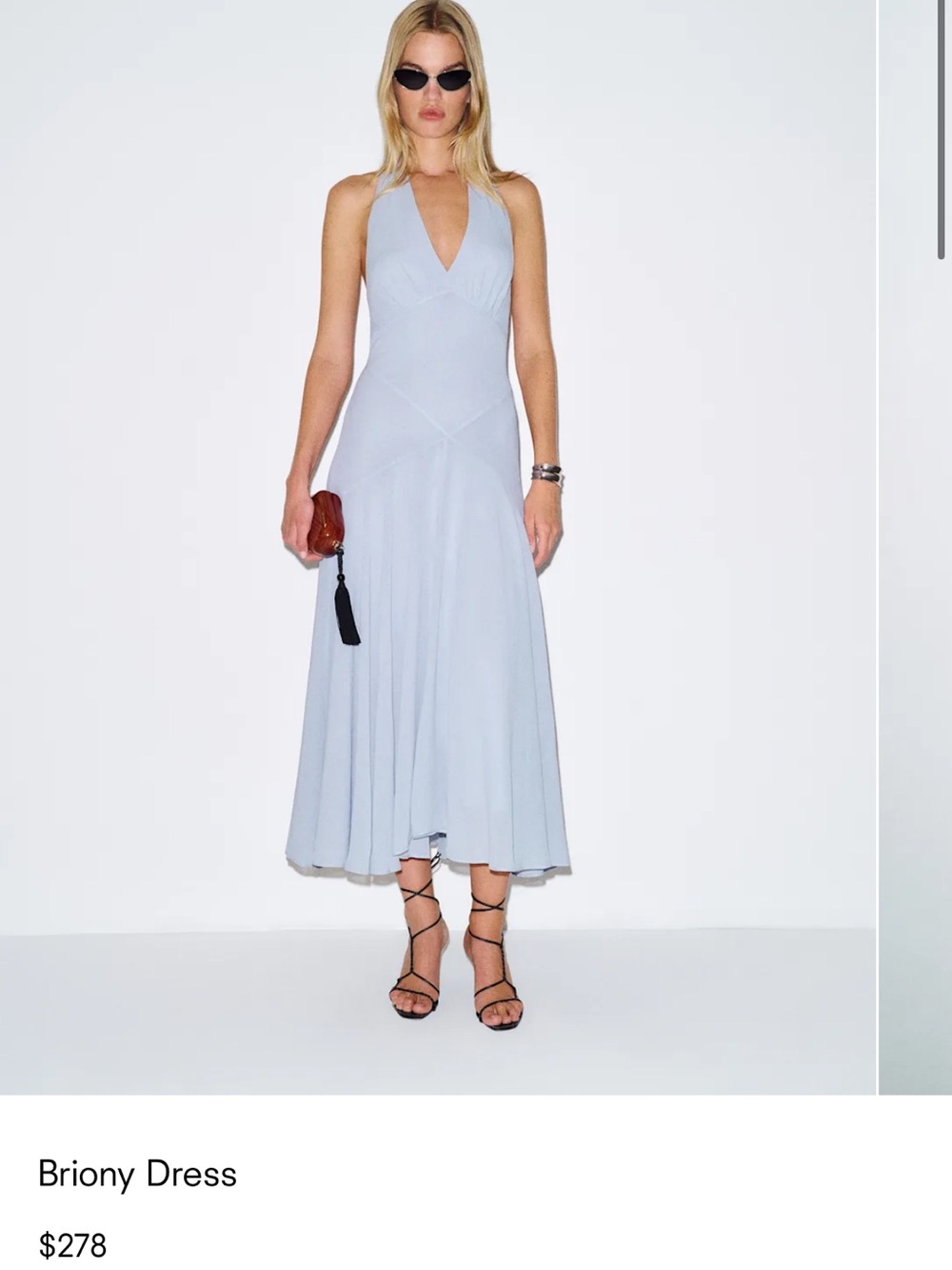 Reformation Core Blue Halter Midi Dress